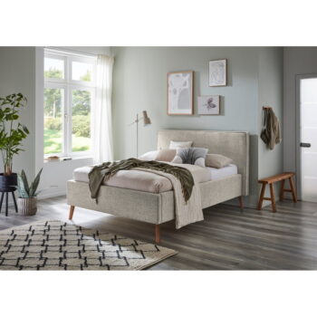Krémová čalúnená dvojlôžková posteľ s úložným priestorom s roštom 140x200 cm Riva – Meise Möbel - Image 2