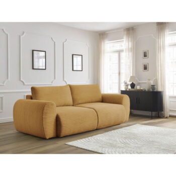 Menčestrová rozkladacia pohovka v horčicovej farbe 257 cm Lucien – Bobochic Paris – Obrázok 9