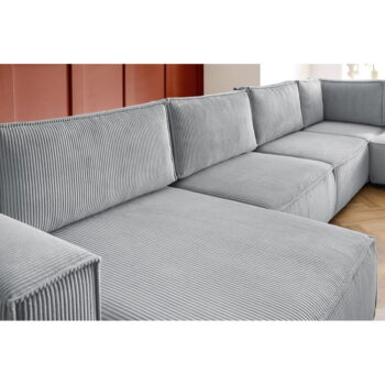 Svetlosivá menčestrová rohová pohovka (pravý roh/do tvaru "U") Nihad modular – Bobochic Paris - Image 10