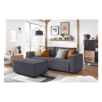 Tmavosivý menčestrový taburet Nihad – Bobochic Paris - Image 6