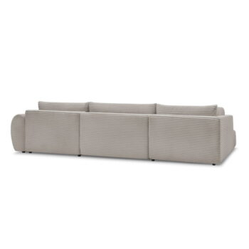 Svetlosivo-béžová menčestrová rozkladacia rohová pohovka (pravý roh/do "U") Lucien – Bobochic Paris – Obrázok 6