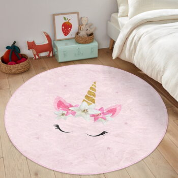 Ružový detský koberec ø 80 cm Comfort – Mila Home - Image 2