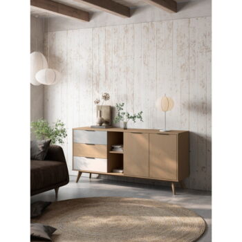 Nízka komoda z borovicového dreva v prírodnej farbe 165x81 cm Elfa - Marckeric - Image 8
