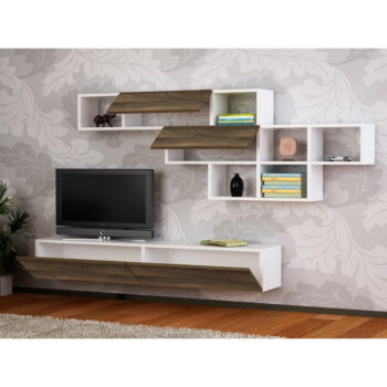 TV zostava v dekore orecha v bielo-prírodnej farbe 135x25x32 cm Aristo – Kalune Design - Image 3
