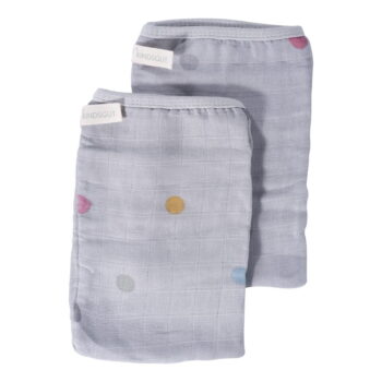 Súprava 2 sivých mušelínových uteráčikov Kindsgut Dots, 14 x 20 cm - Image 2