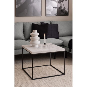 Biely konferenčný stolík s doskou v dekore mramoru 60x60 cm Barossa – Actona - Image 2