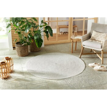 Biely/béžový okrúhly vonkajší koberec ø 200 cm - NORTHRUGS - Image 2