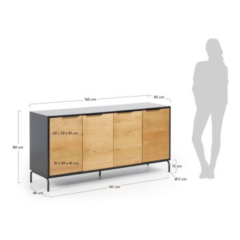 Čierno-hnedá komoda Kave Home SAVOI, 165 x 80 cm - Image 5