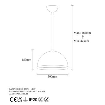 Závesné svietidlo v čiernej a zlatej farbe s kovovým tienidlom ø 30 cm Ferenci – Opviq lights - Image 6