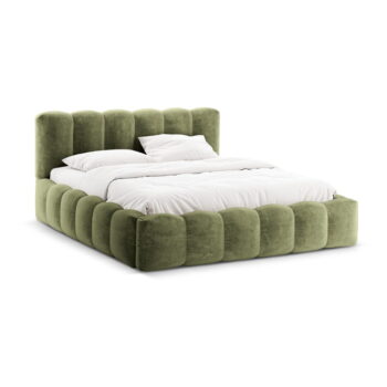 Zelená čalúnená dvojlôžková posteľ s úložným priestorom a roštom 200x200 cm Lupine – Micadoni Home – Obrázok 4