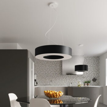 Čierne závesné svietidlo s textilným tienidlom ø 70 cm Galata – Nice Lamps - Image 2