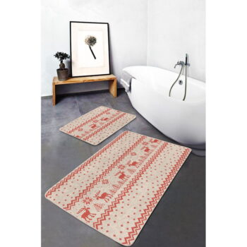 Červené/béžové kúpeľňové predložky v súprave 2 ks 60x100 cm – Mila Home - Image 2