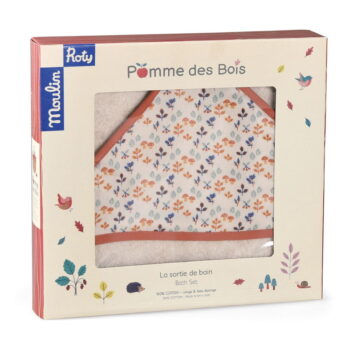 Krémová bavlnená detská osuška s kapucňou 80x80 cm Pomme des Bois – Moulin Roty - Image 4