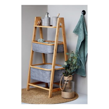 Sivo-hnedý bambusový kúpeľňový regál 44x91 cm Bahari - Wenko – Obrázok 4