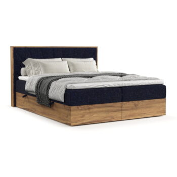 Boxspring posteľ s úložným priestorom v tmavomodro-prírodnej farbe 160x200 cm Asahi – Maison de Rêve - Image 10