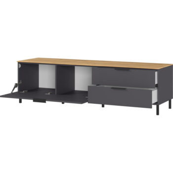 Sivý TV stolík v dekore duba 164x47 cm California - Germania – Obrázok 3