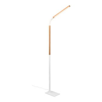 LED stojacia lampa v bielej a prírodnej farbe s dreveným tienidlom (výška 169,5 cm) Norris – Trio