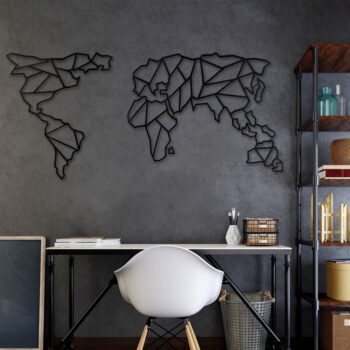 Nástenná kovová dekorácia Map Of The World Clear, 85 × 170 cm - Image 2