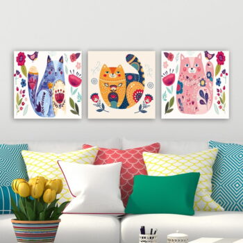 Detské obrázky v súprave 3 ks 30x30 cm Cats – Wallity – Obrázok 2