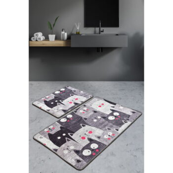Sivé kúpeľňové predložky v súprave 2 ks 60x100 cm Meow – Foutastic - Image 2