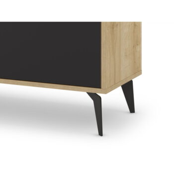 Nízka komoda v dekore duba v čierno-prírodnej farbe 140x79 cm Nola – Marckeric - Image 2