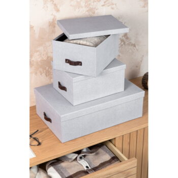 Svetlosivé kartónové úložné boxy s vekom v súprave 3 ks 31x47x15 cm Inge – Bigso Box of Sweden - Image 3