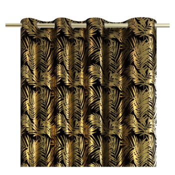 Čierny/v zlatej farbe zamatový dimout záves 140x245 cm Golden Leaves – AmeliaHome