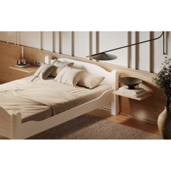 Biela jednolôžková posteľ z borovicového dreva 90x200 cm Liva – Olivia Living – Obrázok 4