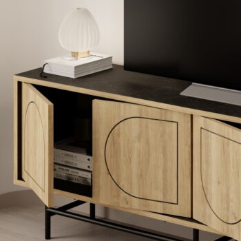 TV stolík v dekore duba v čierno-prírodnej farbe 149,5x56,5 cm Giana – Marckeric - Image 5