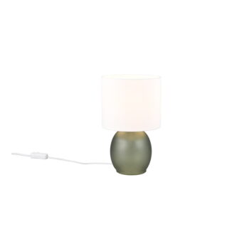 Bielo-zelená stolová lampa s textilným tienidlom (výška 29 cm) Vela – Trio - Image 4