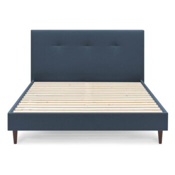 Tmavomodrá čalúnená dvojlôžková posteľ s roštom 180x200 cm Tory - Bobochic Paris – Obrázok 2