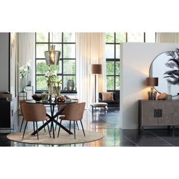 Čierny okrúhly jedálenský stôl s doskou v dekore mramoru ø 120 cm Tomochi – Light & Living - Image 9