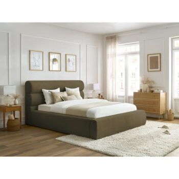 Tmavozelená čalúnená dvojlôžková posteľ s úložným priestorom s roštom 160x200 cm Jagna – Bobochic Paris - Image 8