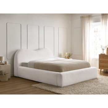 Biela čalúnená dvojlôžková posteľ s úložným priestorom s roštom 180x200 cm Orlane – Bobochic Paris – Obrázok 5