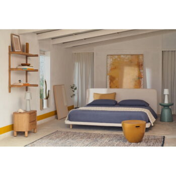 Béžová čalúnená dvojlôžková posteľ 160x200 cm Odum – Kave Home - Image 9