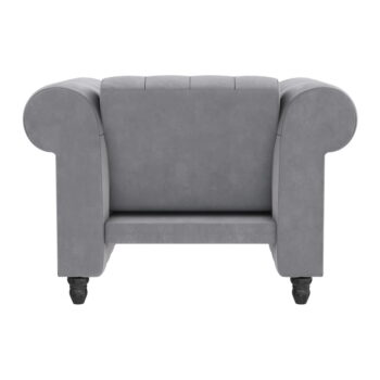 Svetlosivé zamatové kreslo chesterfield Felix – Støraa - Image 8