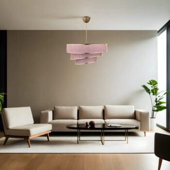 Závesné svietidlo v ružovo-zlatej farbe s textilným tienidlom ø 40 cm Couper – Opviq lights - Image 2
