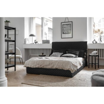 Čierna čalúnená dvojlôžková posteľ s úložným priestorom s roštom 140x200 cm Sleepy Luna – Miuform – Obrázok 2