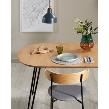 Rozkladací jedálenský stôl v dekore duba v prírodnej farbe 90x140 cm Novac – Kave Home – Obrázok 5