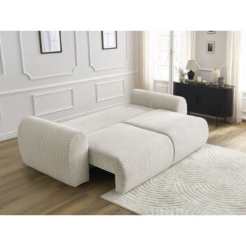 Krémová menčestrová rozkladacia pohovka 257 cm Lucien – Bobochic Paris - Image 10