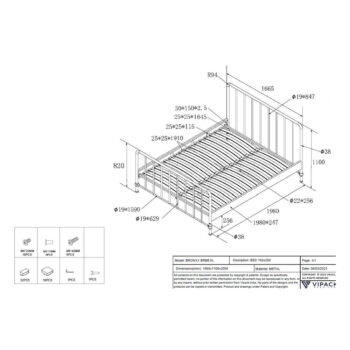 Čierna kovová dvojlôžková posteľ s roštom 160x200 cm BRONXX – Vipack - Image 5