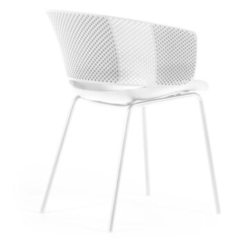 Biela kovovo-plastová záhradná stolička Yeray – Kave Home - Image 4