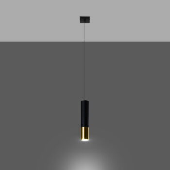 Závesné svietidlo s kovovým tienidlom v čierno-zlatej farbe 8x8 cm Longbot - Nice Lamps - Image 3