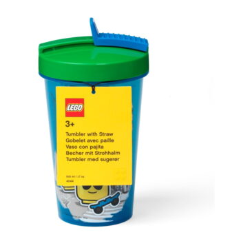 Modrý téglik so zeleným vekom a slamkou LEGO® Iconic, 500 ml - Image 2