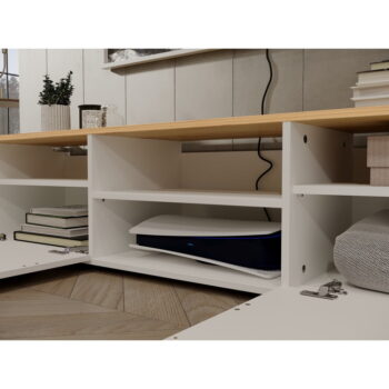 TV stolík v dekore duba v bielo-prírodnej farbe 164x35 cm Schlangen – Germania – Obrázok 5