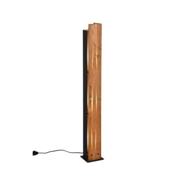 Stojacia lampa v čierno-prírodnej farbe s dreveným tienidlom (výška 121 cm) Karuni – Trio – Obrázok 5