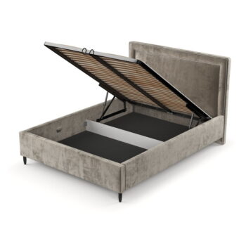 Béžová čalúnená dvojlôžková posteľ s úložným priestorom s roštom 140x200 cm Baleine – Maison de Rêve – Obrázok 10