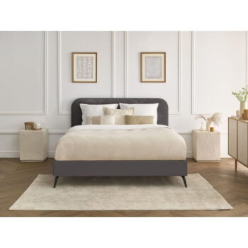 Tmavosivá čalúnená dvojlôžková posteľ s roštom 160x200 cm Prune – Bobochic Paris - Image 9