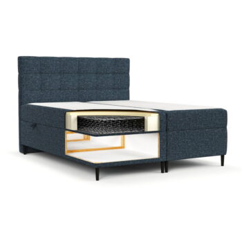 Tmavomodrá boxspring posteľ s úložným priestorom 140x200 cm Urbaneo – Maison de Rêve - Image 2