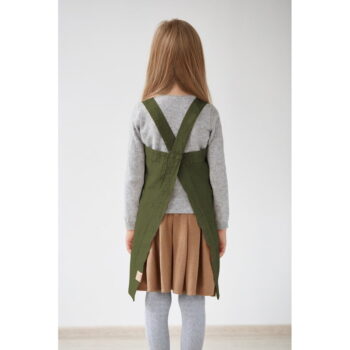 Detská tmavozelená ľanová zástera Linen Tales Pinafore, 60 x 34 cm - Image 2